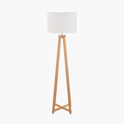 Pacific Whitby Natural Wood Floor Lamp & Lino Cylinder Shade Pacific Whitby Natural Wood Floor Lamp & Lino Cylinder Shade