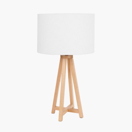 Pacific Whitby Natural Wood Base Table Lamp & Lino White Shade Pacific Whitby Natural Wood Base Table Lamp & Lino White Shade