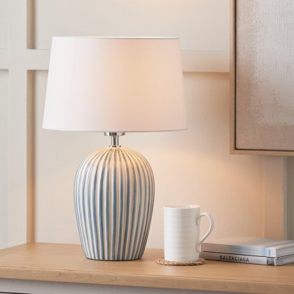 Pacific Cannes Blue And White Stripe Ceramic Table Lamp Pacific Cannes Blue And White Stripe Ceramic Table Lamp