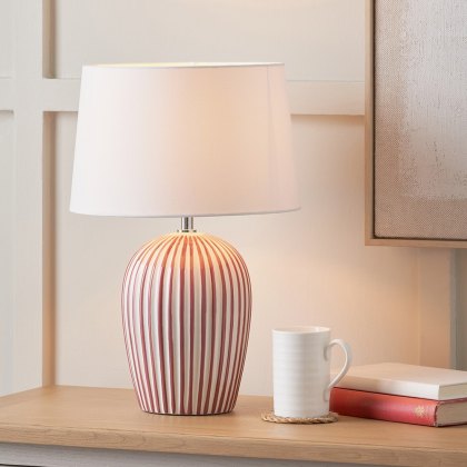 Pacific Cannes Mulberry And White Stripe Ceramic Table Lamp Pacific Cannes Mulberry And White Stripe Ceramic Table Lamp