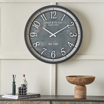 Pacific Black Wood Effect Black Faced Round Wall Clock Pacific Black Wood Effect Black Faced Round Wall Clock