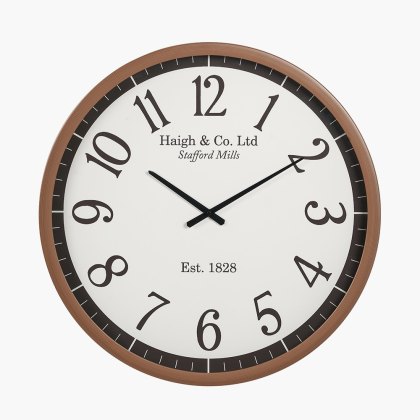 Pacific Dark Wood Effect White Faced Round Wall Clock Pacific Dark Wood Effect White Faced Round Wall Clock