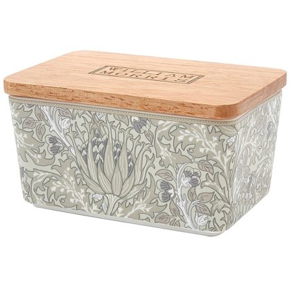 William Morris Artichoke Butter Dish Wooden Lid William Morris Artichoke Butter Dish Wooden Lid