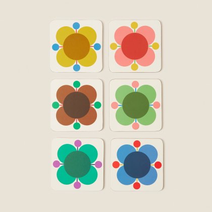 Orla Kiely Atomic Flower Set of 6 Coasters Orla Kiely Atomic Flower Set of 6 Coasters