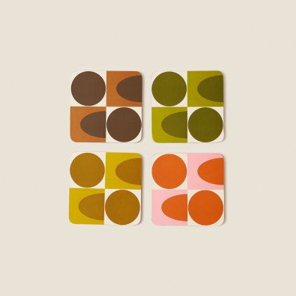 Orla Kiely Spot Square Oval Set of 4 Coasters Orla Kiely Spot Square Oval Set of 4 Coasters