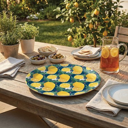 Tradestock Recipe Thief Lemon Round Melamine Tray Tradestock Recipe Thief Lemon Round Melamine Tray