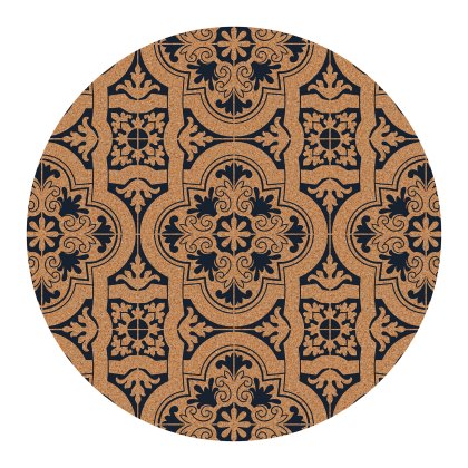 Tradestock Porto Blue Round Cork Trivet Placemat Tradestock Porto Blue Round Cork Trivet Placemat