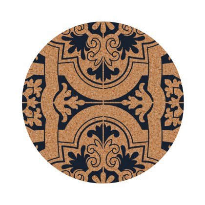 Tradestock Porto Blue Round Cork Coaster Tradestock Porto Blue Round Cork Coaster