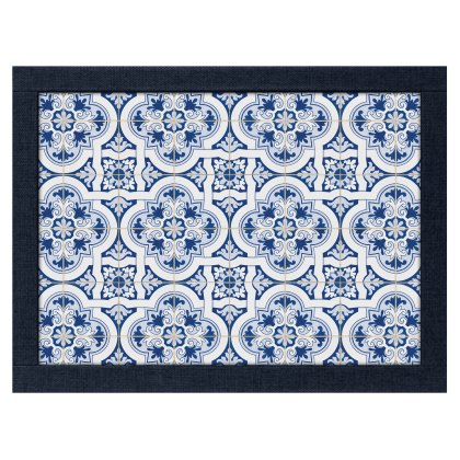 Tradestock Porto Blue Textured Faux Leather Lap Tray Tradestock Porto Blue Textured Faux Leather Lap Tray