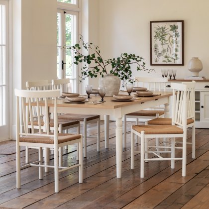 Gallery Direct Eton 1.8m Extending Dining Table & 6 Woven Chairs in White Gallery Direct Eton 1.8m Extending Dining Table & 6 Woven Chairs in White