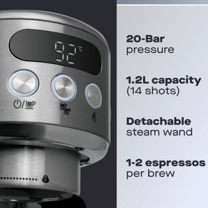 Daewoo 20 Bar Digital Compact Espresso Maker Daewoo 20 Bar Digital Compact Espresso Maker