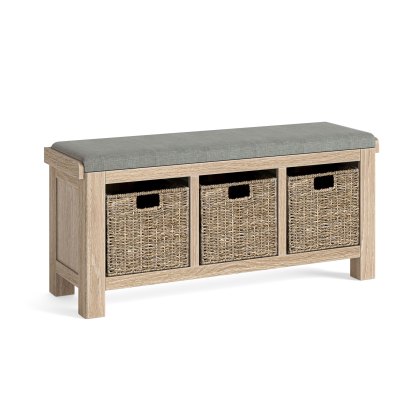 Casterton White Wash Storage Bench with Grey Cushion Casterton White Wash Storage Bench with Grey Cushion