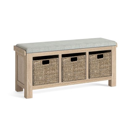 Casterton White Wash Storage Bench with Natural Cushion Casterton White Wash Storage Bench with Natural Cushion
