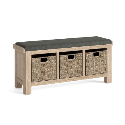 Casterton White Wash Storage Bench with Charcoal Cushion Casterton White Wash Storage Bench with Charcoal Cushion