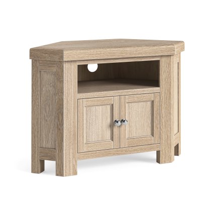 Casterton White Wash 2 Door Corner TV Unit Casterton White Wash 2 Door Corner TV Unit