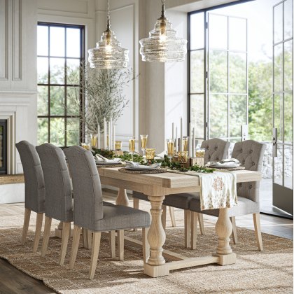 Casterton White Wash Small Trestle Table & 6 Chelsea Chairs Casterton White Wash Small Trestle Table & 6 Chelsea Chairs