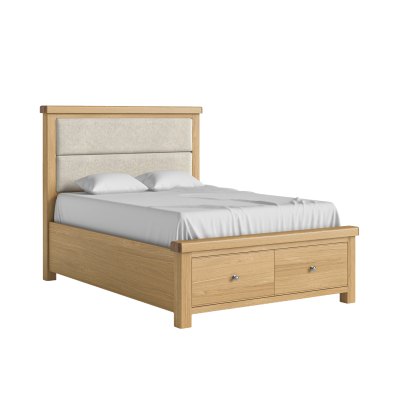 Casterton Bed Frame with Cream Herringbone Headboard and Drawers Casterton Bed Frame with Cream Herringbone Headboard and Drawers