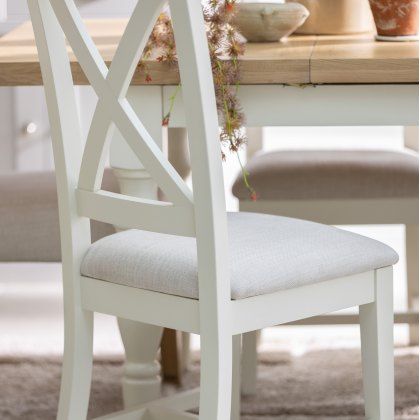Salthouse 1.3m Extending Spindle Leg Dining Table with 4 Cross Back Chairs & 2 Upholstered Chairs Salthouse 1.3m Extending Spindle Leg Dining Table with 4 Cross Back Chairs & 2 Upholstered Chairs