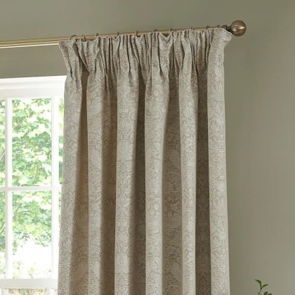 Morris & Co Strawberry Thief Pencil Pleat Curtains Linen Morris & Co Strawberry Thief Pencil Pleat Curtains Linen