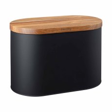 Denby Black Bread Bin with Acacia Lid Denby Black Bread Bin with Acacia Lid