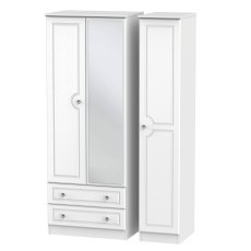 Krystal Tall Triple 2 Drawer Mirror Wardrobe Krystal Tall Triple 2 Drawer Mirror Wardrobe