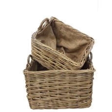 Glenweave Small Rectangular Wash Basket with Hessian Liner Glenweave Small Rectangular Wash Basket with Hessian Liner