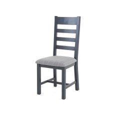 Heritage Editions Blue Ladder Back Dining Chair with Light Grey Check Cushion