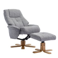 Dubai Plush Pebble Swivel Chair and Stool Set