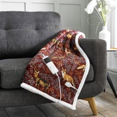 Deyongs Fox and Deer Heated Throw Mulberry