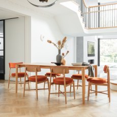 G Plan Winchester Rectangular Extending Dining Table and 6 Orange Flora Chairs