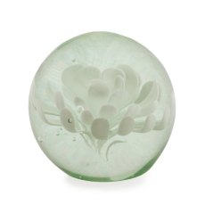 McGowan Rutherford Medium White Flower Glass Ball Paperweight