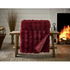 Deyongs Fernley Faux Fur Throw Dark Red