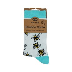 Eco Chic White Bumblebees Eco-Friendly Bamboo Socks