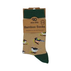 Eco Chic Beige Wild Birds Eco-Friendly Bamboo Socks