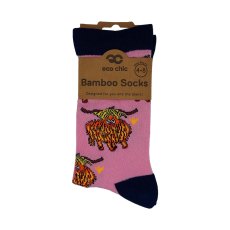 Eco Chic Pink Highland Cow Eco-Friendly Bamboo Socks