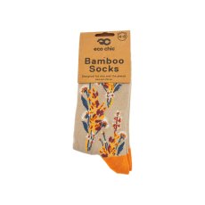 Eco Chic Beige Flowers Eco-Friendly Bamboo Socks