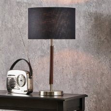 Pacific Gianni Brushed Silver and Wood Effect Table Lamp