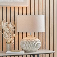 Pacific Draydon Natural Mango Wood Textured Cone Table Lamp