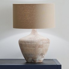 Pacific Manaia White Wash Texture Wood Lamp & Henry Shade