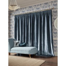 Laura Ashley Loretta Velvet Dark Seaspray Curtains