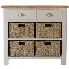 Hastings 2 Drawer 4 Basket Cabinet in Stone