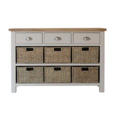 Hastings 3 Drawer 6 Basket Cabinet in Stone