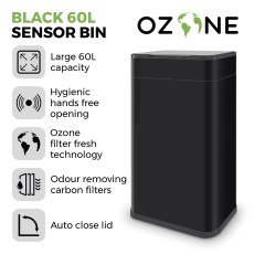 Tower Ozone 60L Sensor Black Bin