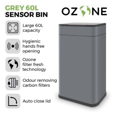 Tower Ozone Sensor 60L Grey Bin