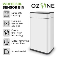 60L Ozone Sensor White Bin