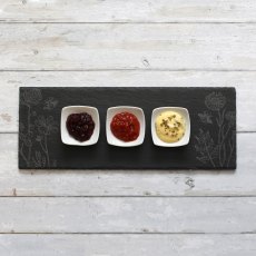 Tradestock Flowers Slate Serving Board with 3 Dishes