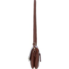 Tan Leather Turn Lock Crossbody Bag