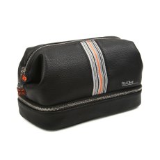 Paul Oliver Mens Black Wash Bag With Stripe