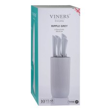 Viners Everyday Ripple Grey 5 Piece Knife Block Set