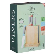 Viners Assure Colour Coded Knife Block and Board Set